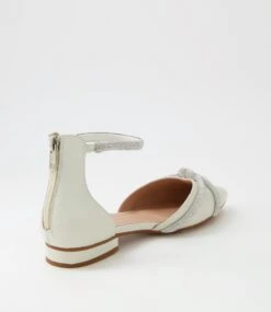 Diamond Winter White Leather Flat Shoes -Lynx Shoes Shop DF12822WAJLE 4