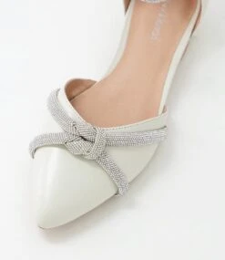 Diamond Winter White Leather Flat Shoes -Lynx Shoes Shop DF12822WAJLE 5