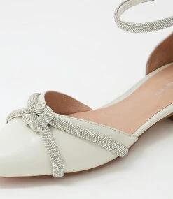 Diamond Winter White Leather Flat Shoes -Lynx Shoes Shop DF12822WAJLE 6