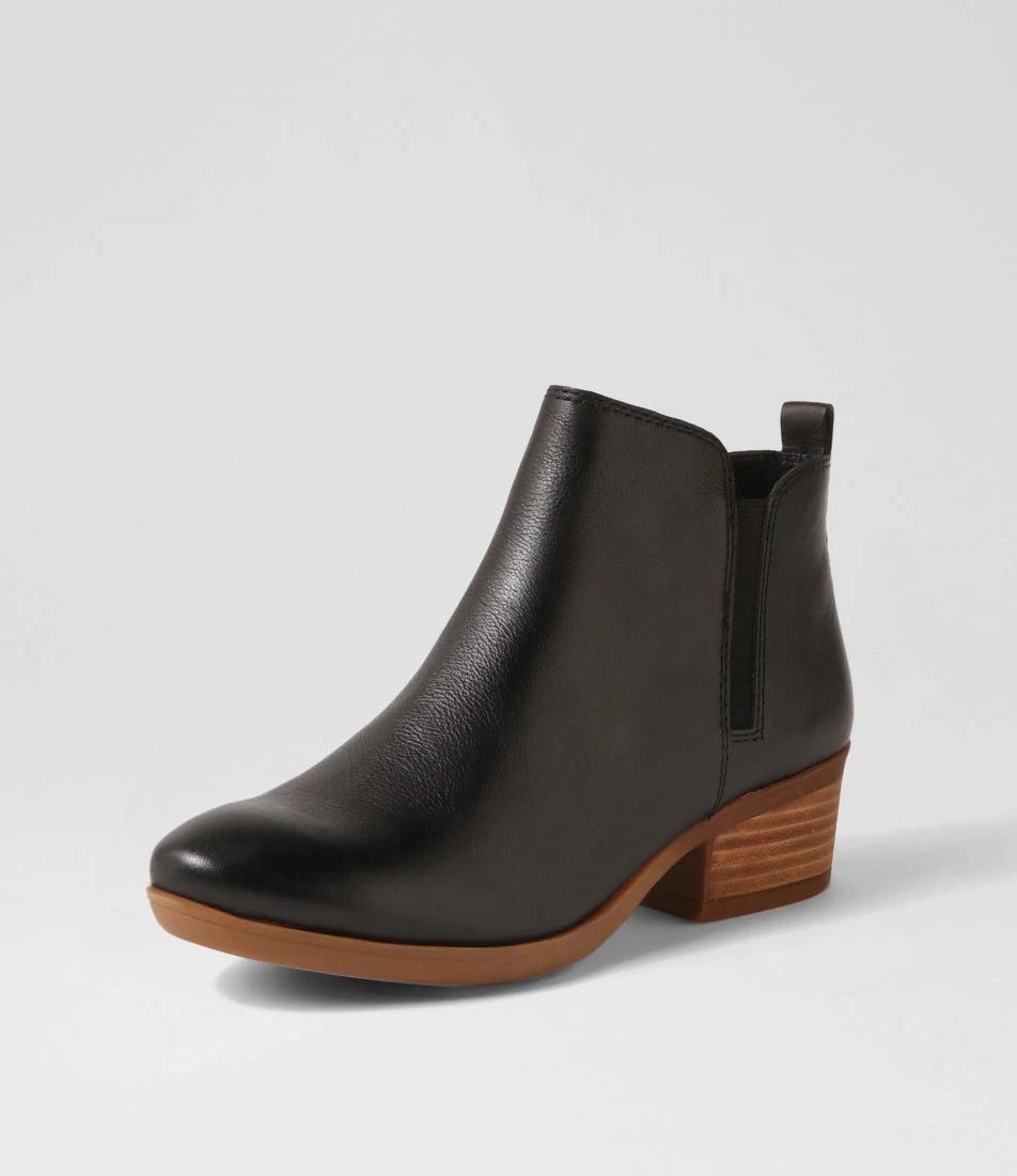 Zanie Black Natural Heel Leather Ankle Boots 4 Zanie Black Natural Heel Leather Ankle Boots - Image 2