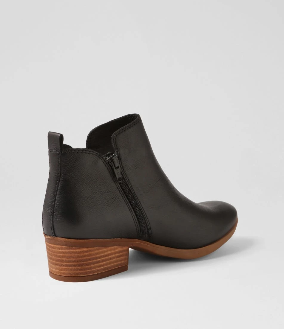 Zanie Black Natural Heel Leather Ankle Boots 5 Zanie Black Natural Heel Leather Ankle Boots - Image 3