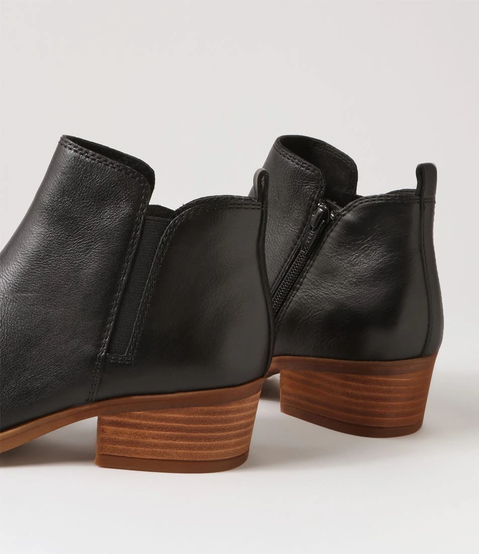 Zanie Black Natural Heel Leather Ankle Boots 7 Zanie Black Natural Heel Leather Ankle Boots - Image 5