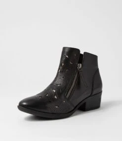 Zenday Black Leather Ankle Boots -Lynx Shoes Shop DF12825B66LE 3
