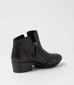 Zenday Black Leather Ankle Boots -Lynx Shoes Shop DF12825B66LE 4