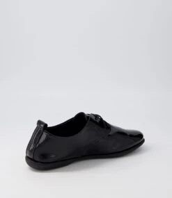 Daylily Black Leather Lace Up Flats -Lynx Shoes Shop DF12832B75LE 4