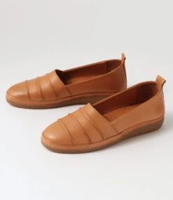 Maybee Tan Leather Flat Shoes -Lynx Shoes Shop DF12836TANLE 6