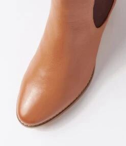 Jenika Dark Tan Choc Leather Elastic Ankle Boots -Lynx Shoes Shop DF12858TAR63 5