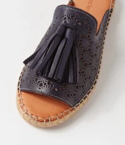 Pixi Navy Leather Slides -Lynx Shoes Shop DF12867DBYLE 5