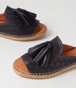 Pixi Navy Leather Slides -Lynx Shoes Shop DF12867DBYLE 6