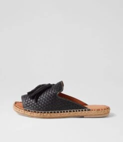 Phinta Black Leather Slides