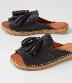 Phinta Black Leather Slides -Lynx Shoes Shop DF12871BLALE 6