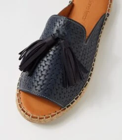 Phinta Navy Leather Slides -Lynx Shoes Shop DF12871DBYLE 5