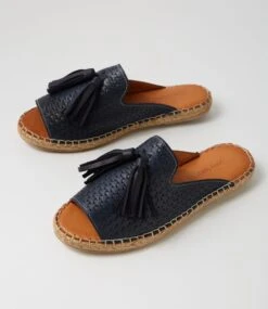 Phinta Navy Leather Slides -Lynx Shoes Shop DF12871DBYLE 6