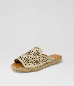 Pips Pale Gold Leather Slides -Lynx Shoes Shop DF12874F39LE 3