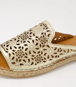 Pips Pale Gold Leather Slides -Lynx Shoes Shop DF12874F39LE 6