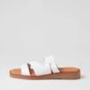 Jordanas White Leather Slides -Lynx Shoes Shop DF12895WHILE 2