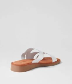 Jordanas White Leather Slides -Lynx Shoes Shop DF12895WHILE 4