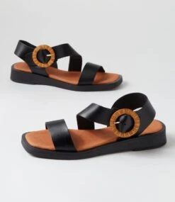 Jangel Black Leather Sandals -Lynx Shoes Shop DF12896BLALE 6
