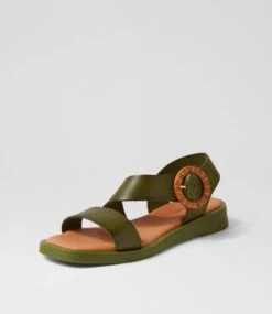 Jangel Pistachio Leather Sandals -Lynx Shoes Shop DF12896H92LE 3