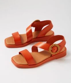Jangel Burnt Orange Leather Sandals -Lynx Shoes Shop DF12896O02LE 6