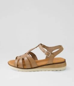 Begraciad Taupe Leather Sandals
