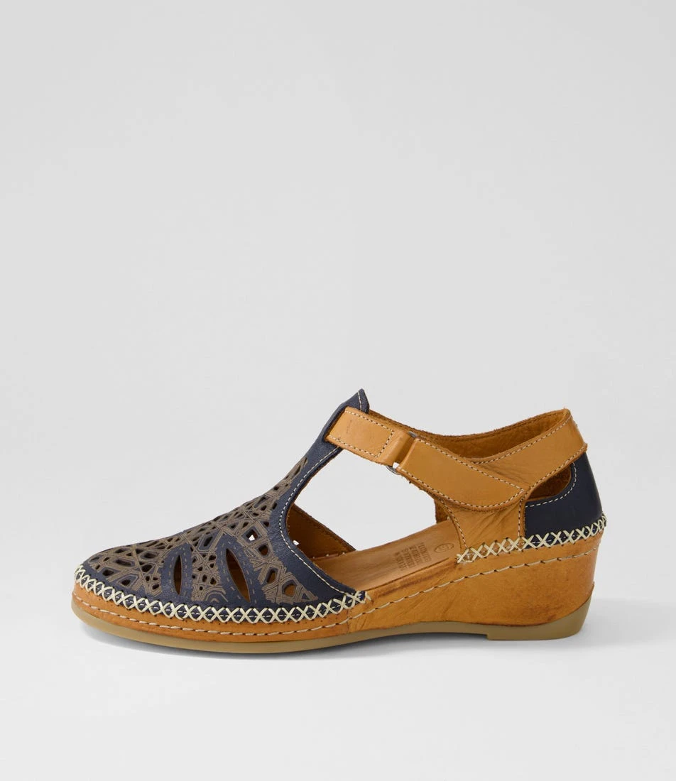 Yona Navy Tan Leather Heels 3 Yona Navy Tan Leather Heels