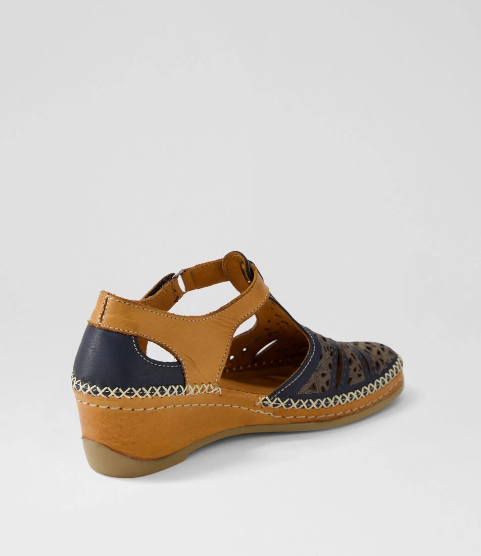 Yona Navy Tan Leather Heels 5 Yona Navy Tan Leather Heels - Image 3