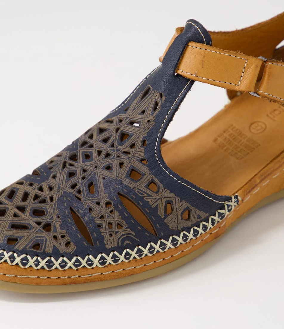 Yona Navy Tan Leather Heels 7 Yona Navy Tan Leather Heels - Image 5