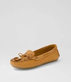 Ships Tan Leather Flat Shoes -Lynx Shoes Shop DF12939TANLE 3