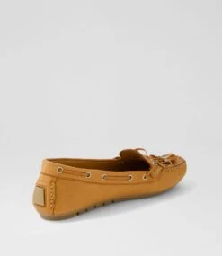 Ships Tan Leather Flat Shoes -Lynx Shoes Shop DF12939TANLE 4