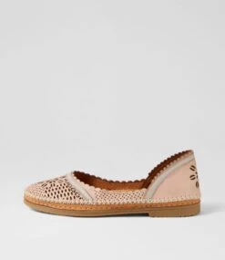 Bentoon Blush Light Grey Leather Ballet Flats