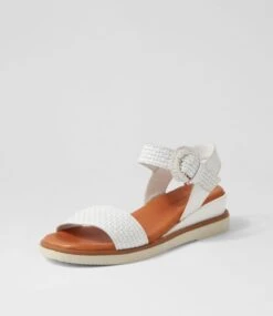 Everlys White Leather Sandals -Lynx Shoes Shop DF12990WHILE 3