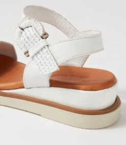 Everlys White Leather Sandals -Lynx Shoes Shop DF12990WHILE 6