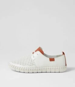 Fundy White Tan Leather Flat Shoes