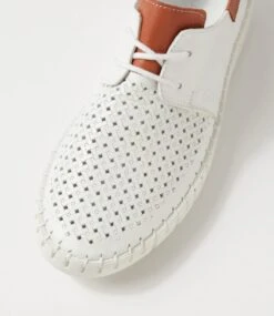 Fundy White Tan Leather Flat Shoes -Lynx Shoes Shop DF12997W99LE 5