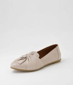 Luciah Light Grey Leather Flat Shoes -Lynx Shoes Shop DF13004GDPLE 3