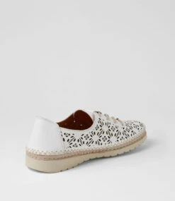 Moddy White Taupe Leather Flat Shoes -Lynx Shoes Shop DF13010WACLE 4