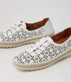 Moddy White Taupe Leather Flat Shoes -Lynx Shoes Shop DF13010WACLE 6