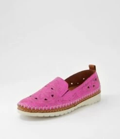 Moala Fuchsia Tan Leather Loafers -Lynx Shoes Shop DF13011PLVLE 3