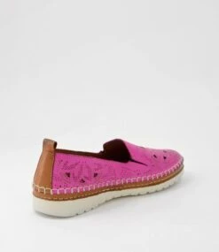 Moala Fuchsia Tan Leather Loafers -Lynx Shoes Shop DF13011PLVLE 4