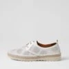 Mamy White Taupe Leather Flat Shoes -Lynx Shoes Shop DF13013WACLE 2