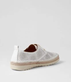 Mamy White Taupe Leather Flat Shoes -Lynx Shoes Shop DF13013WACLE 4