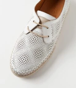 Mamy White Taupe Leather Flat Shoes -Lynx Shoes Shop DF13013WACLE 5