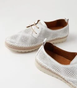 Mamy White Taupe Leather Flat Shoes -Lynx Shoes Shop DF13013WACLE 6