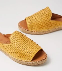 Pomma Yellow Leather Slides -Lynx Shoes Shop DF13016YELLE 6