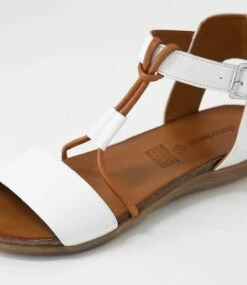 Samine White Tan Leather Sandals -Lynx Shoes Shop DF13058W99LE 6