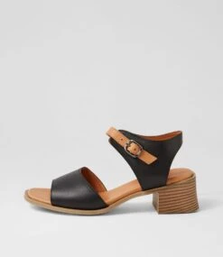 Simine Black Tan Leather Sandals