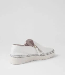 Ashlina White Leather Flat Shoes -Lynx Shoes Shop DF13067WAGLE 4