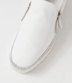 Ashlina White Leather Flat Shoes -Lynx Shoes Shop DF13067WAGLE 5