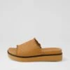 Below Dark Tan Leather Slides -Lynx Shoes Shop DF13075TQNLE 2